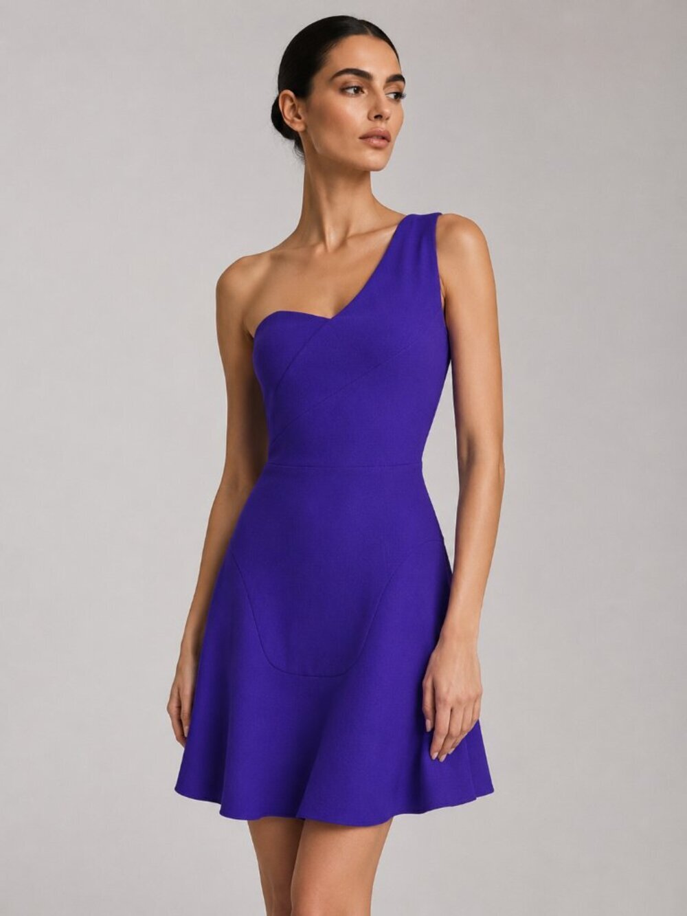 Roland Mouret Purple One Shoulder Mini Dress